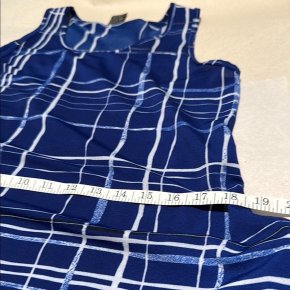 Lildy Pockets Sleeveless Tunic Navy Checkered Mini Dress S-M - Picture 12 of 13